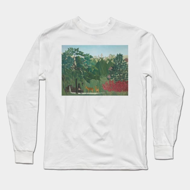 The Waterfall by Henri Rousseau Long Sleeve T-Shirt by Classic Art Stall